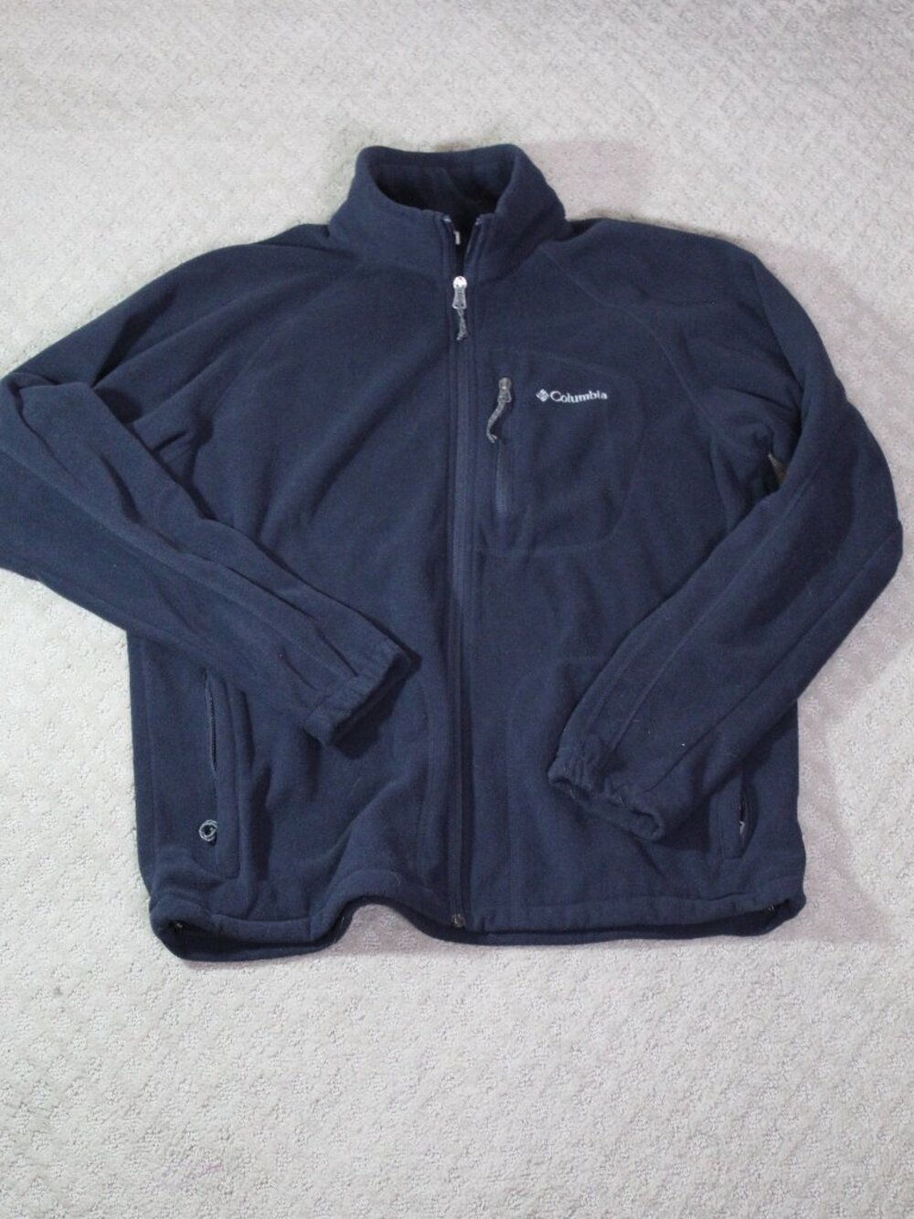 Columbia Men's Size L Navy Blue 1/4 Zip Fleece Zip Pockets Pullover Top